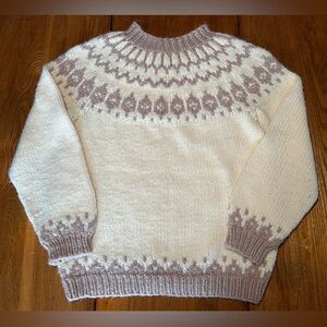 Vintage Hand Knit Fair Isle Wool Sweater Small